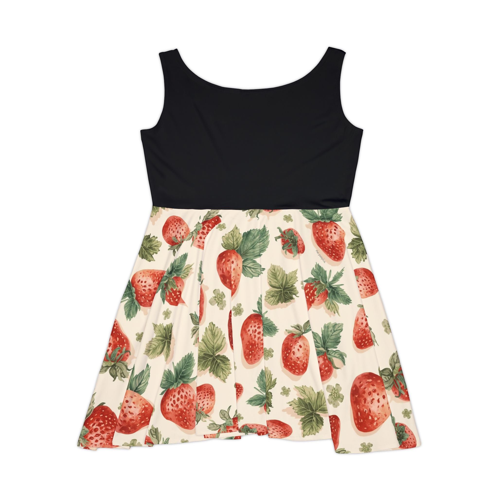 Vintage Strawberry Pattern Skater Dress | AOP Strawberry Print
