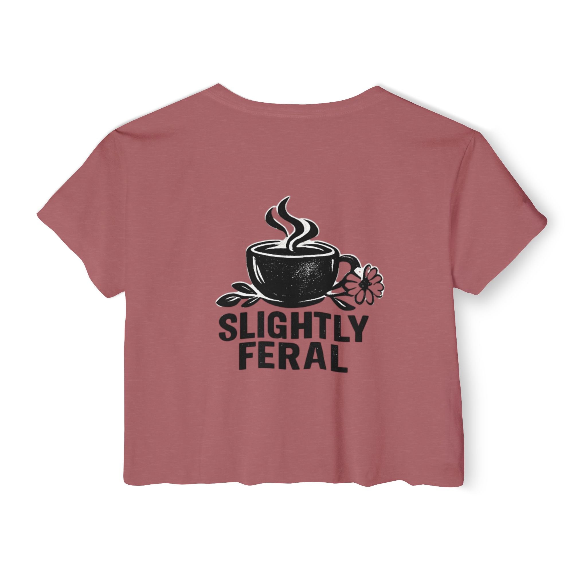 Messy Bun Mom crop top shirt | Slightly Feral coffee back print | Mom