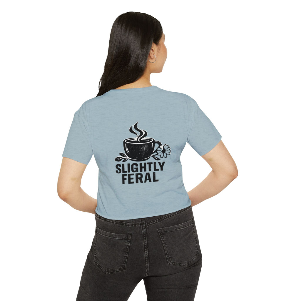 Messy Bun Mom crop top shirt | Slightly Feral coffee back print | Mom