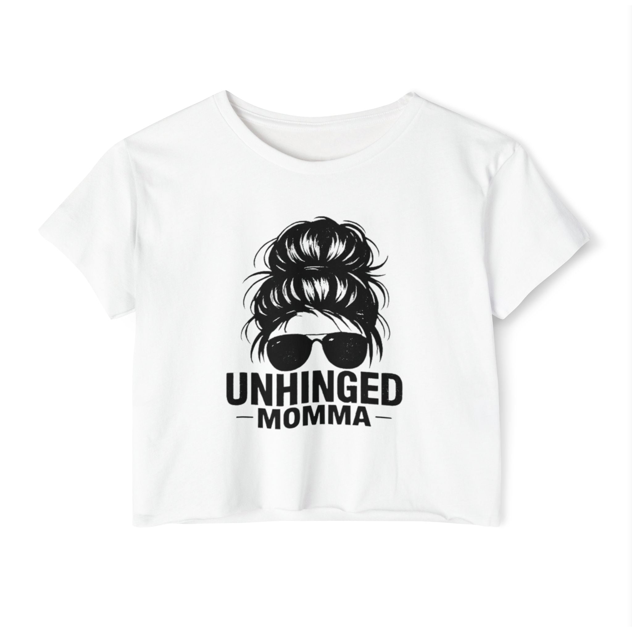 Messy Bun Mom crop top shirt | Slightly Feral coffee back print | Mom