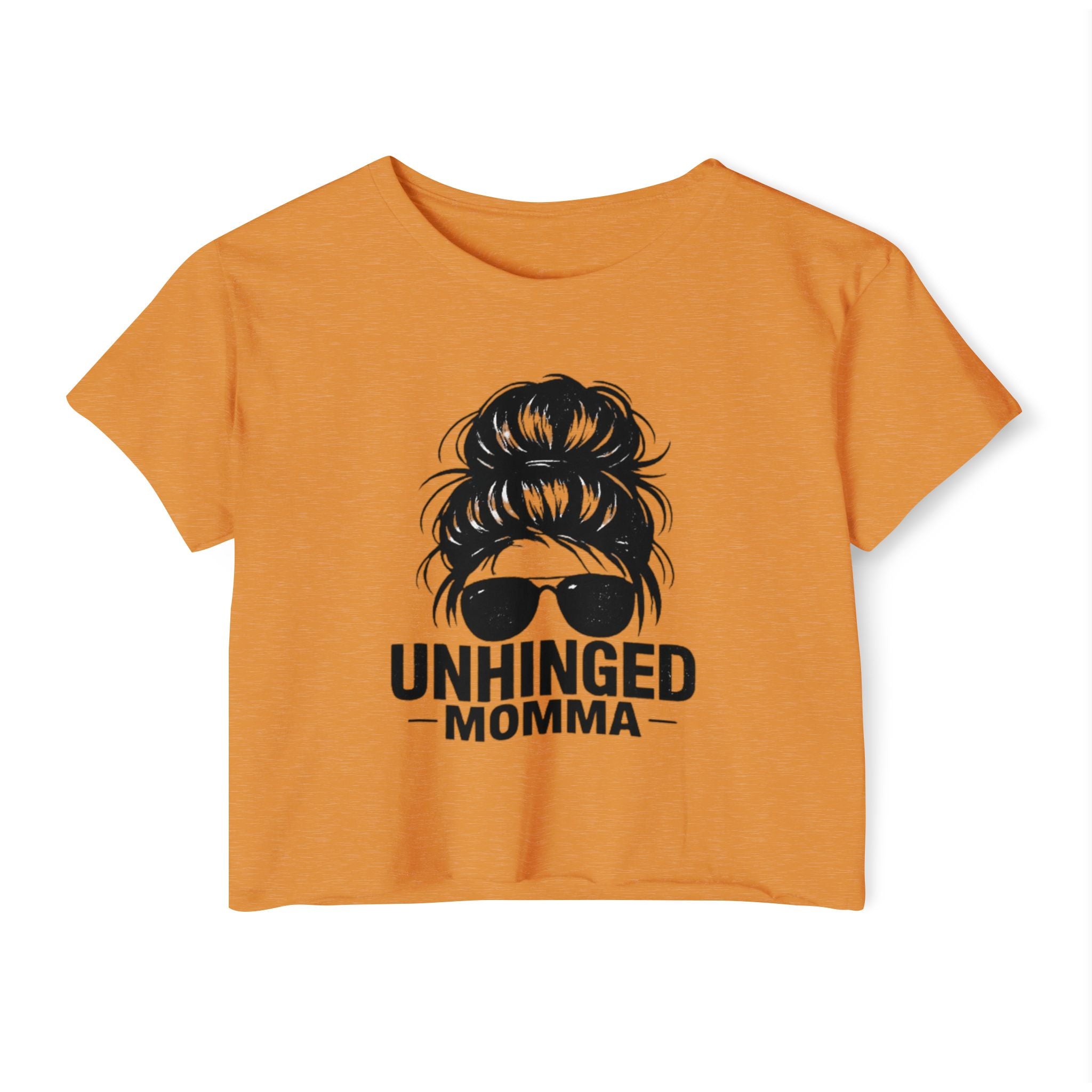 Messy Bun Mom crop top shirt | Slightly Feral coffee back print | Mom