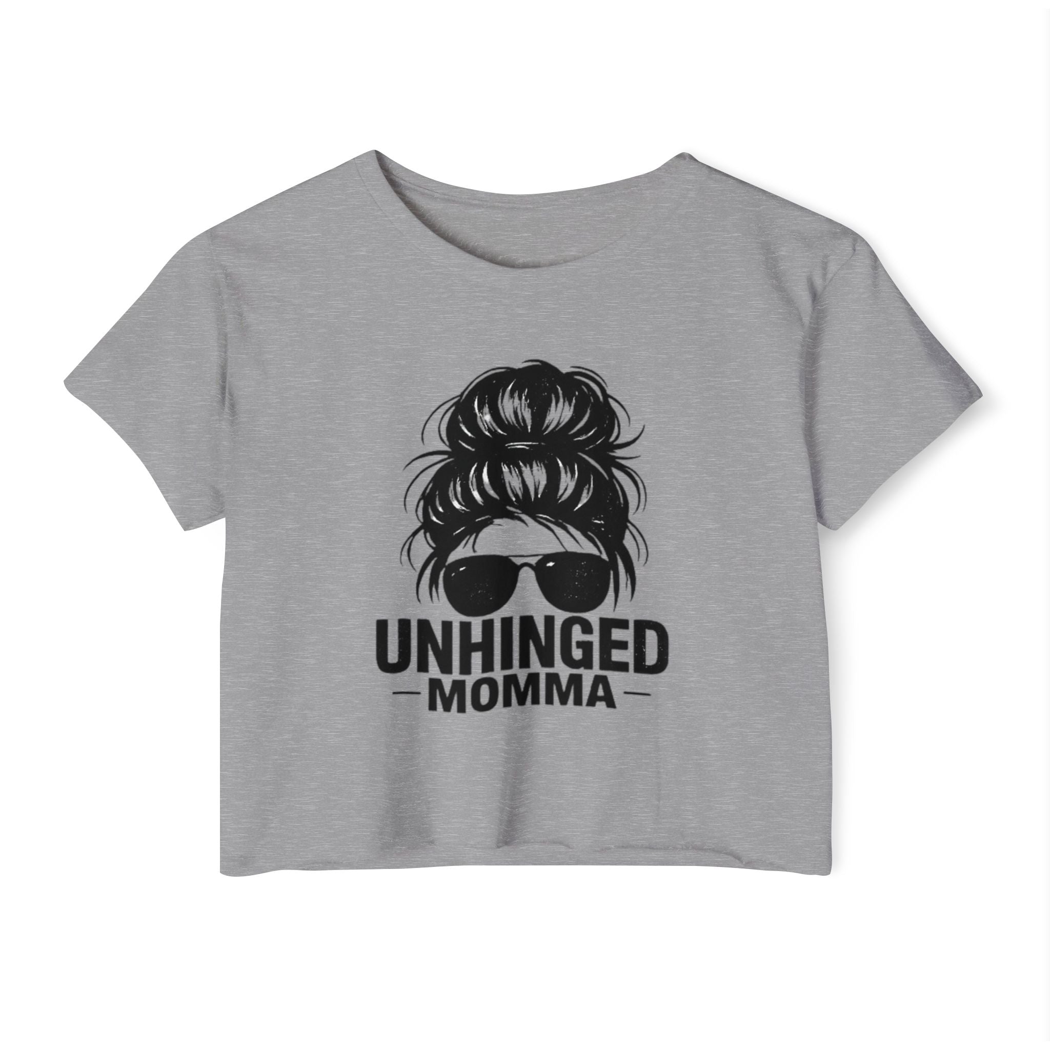 Messy Bun Mom crop top shirt | Slightly Feral coffee back print | Mom