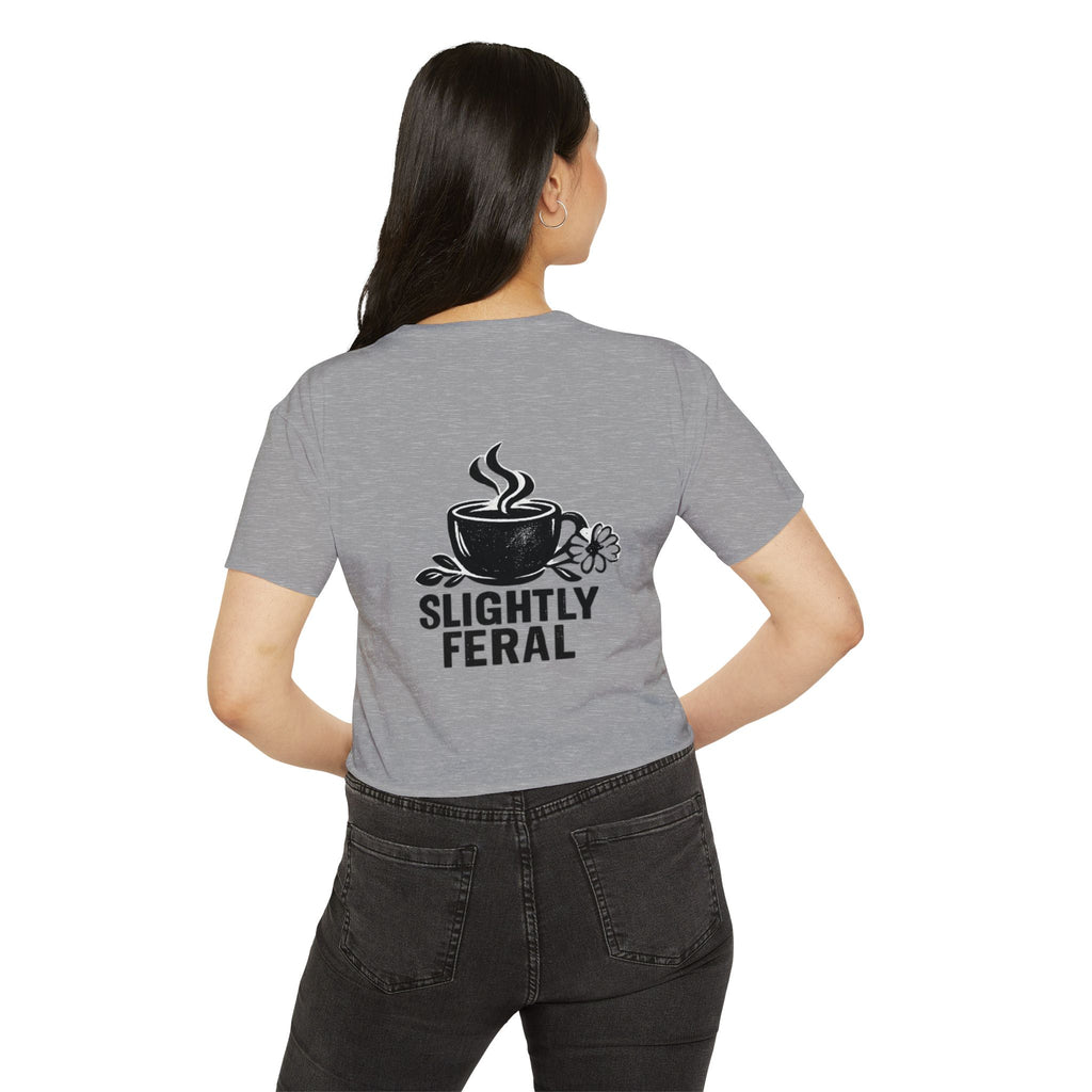 Messy Bun Mom crop top shirt | Slightly Feral coffee back print | Mom