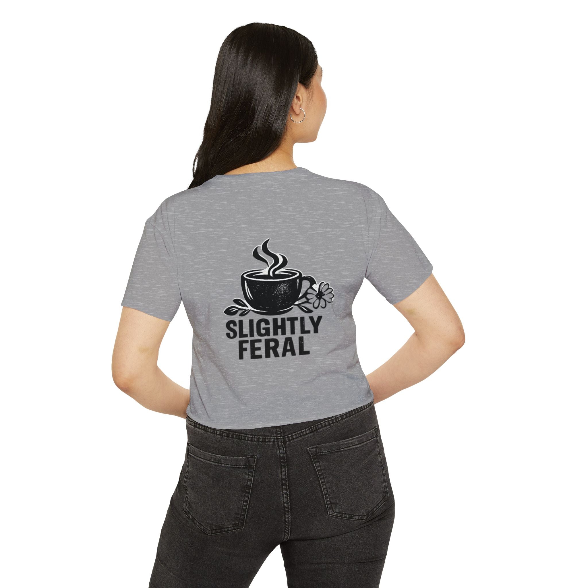 Messy Bun Mom crop top shirt | Slightly Feral coffee back print | Mom