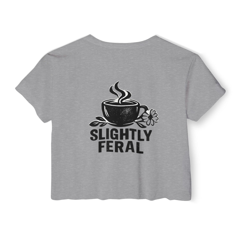 Messy Bun Mom crop top shirt | Slightly Feral coffee back print | Mom