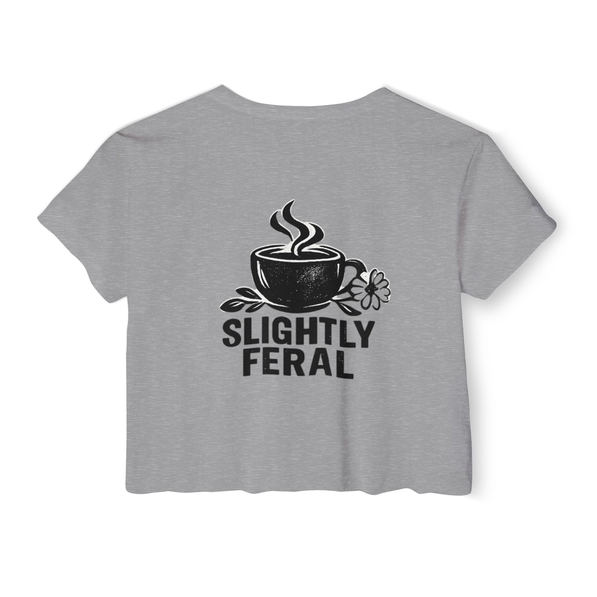Messy Bun Mom crop top shirt | Slightly Feral coffee back print | Mom