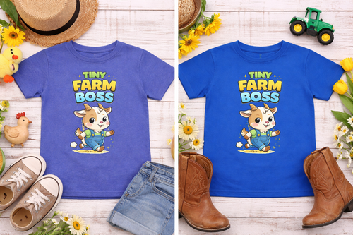 Tiny Farm Boss Toddler T-shirt | Cute Goat Character, Kids Animal Tee