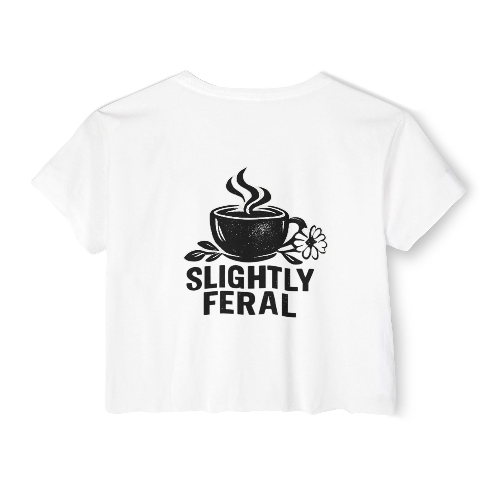 Messy Bun Mom crop top shirt | Slightly Feral coffee back print | Mom
