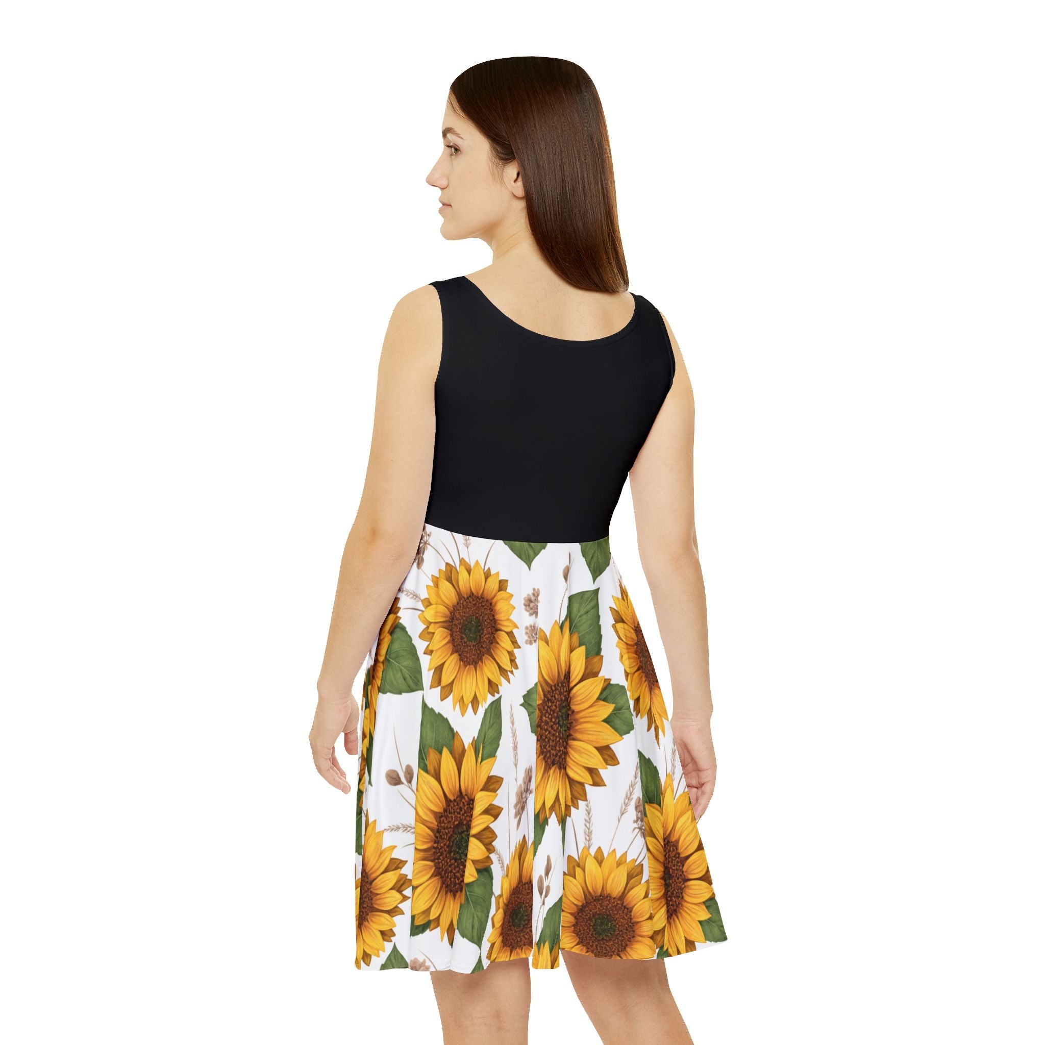 Sunflower Pattern Skater Dress | Yellow Floral AOP
