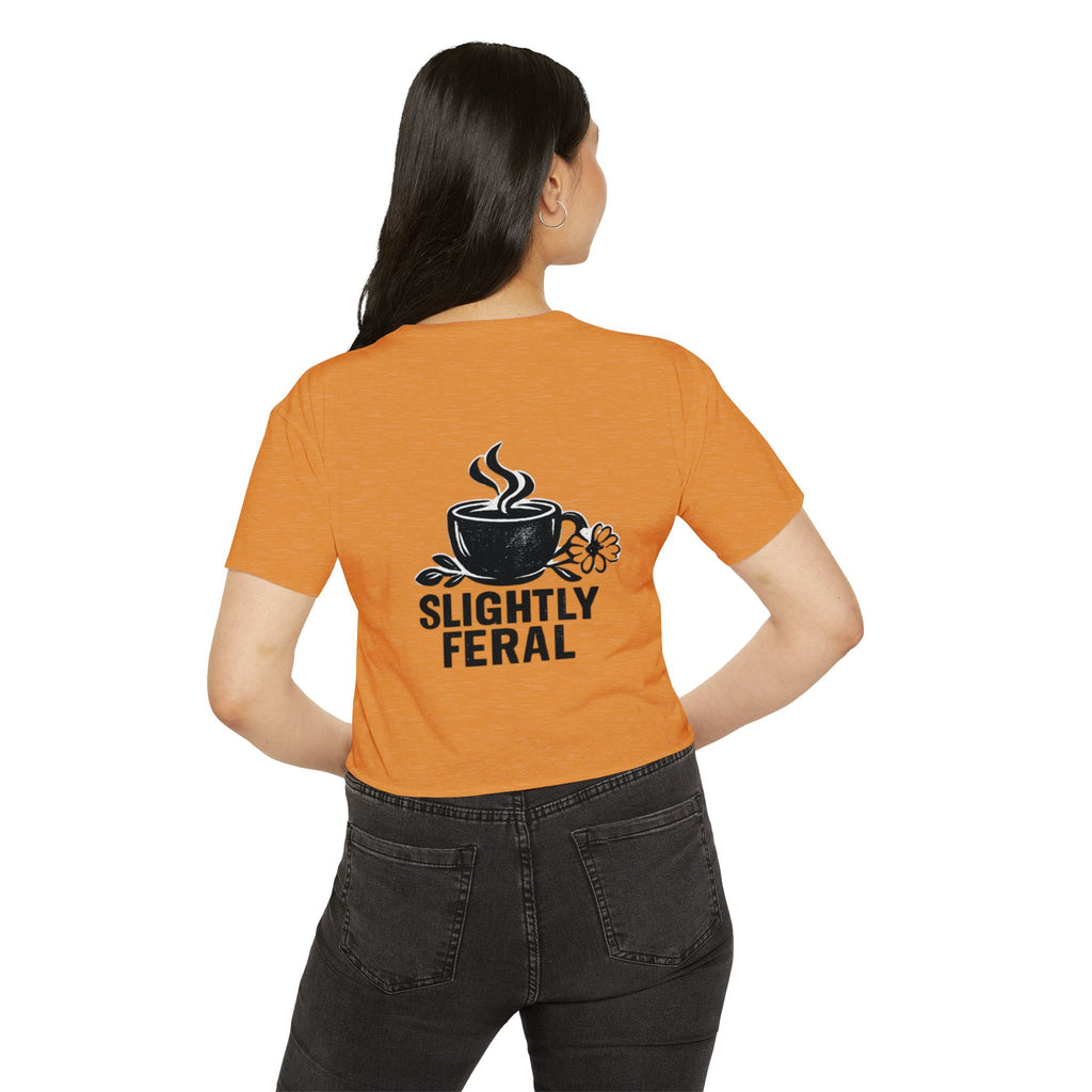 Messy Bun Mom crop top shirt | Slightly Feral coffee back print | Mom
