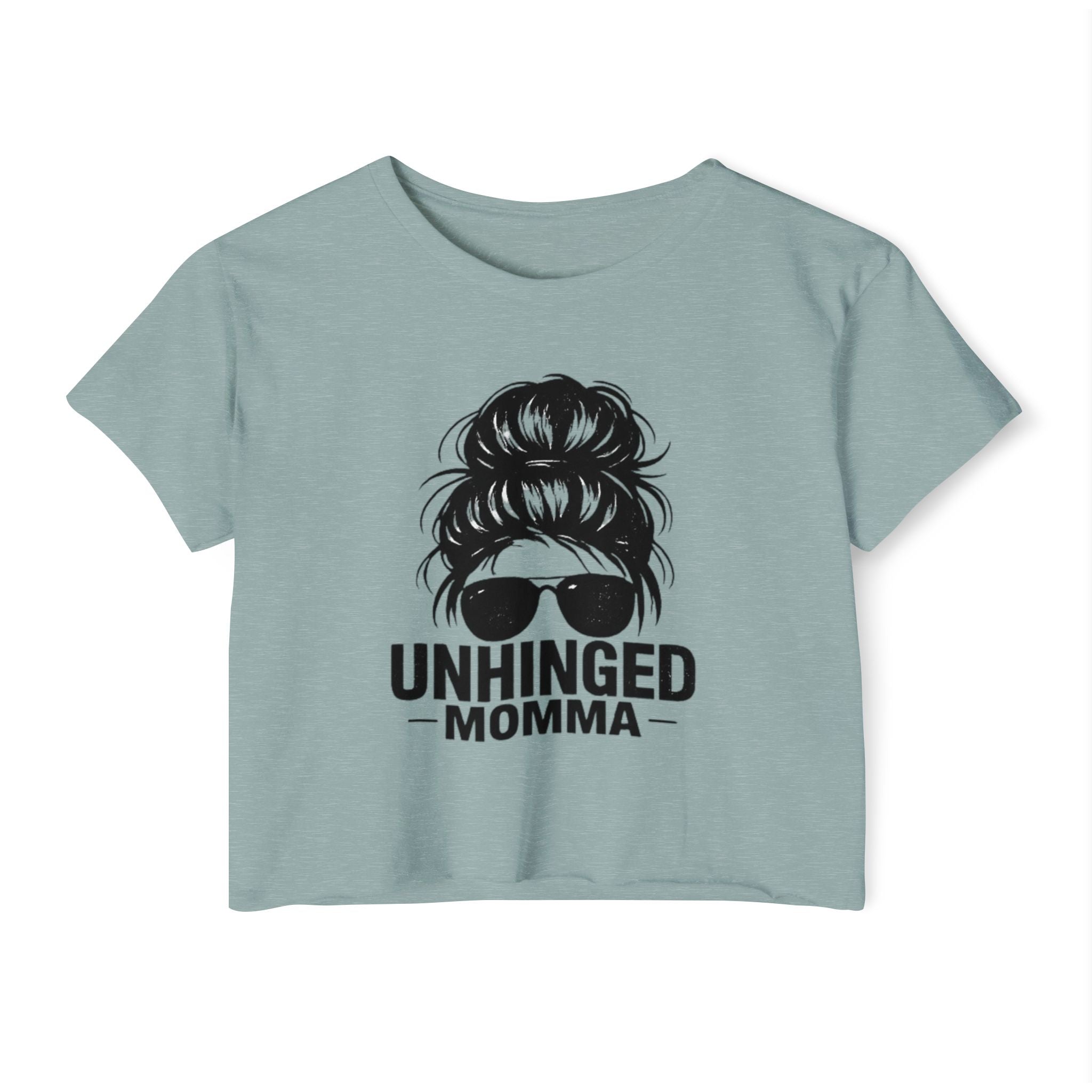 Messy Bun Mom crop top shirt | Slightly Feral coffee back print | Mom