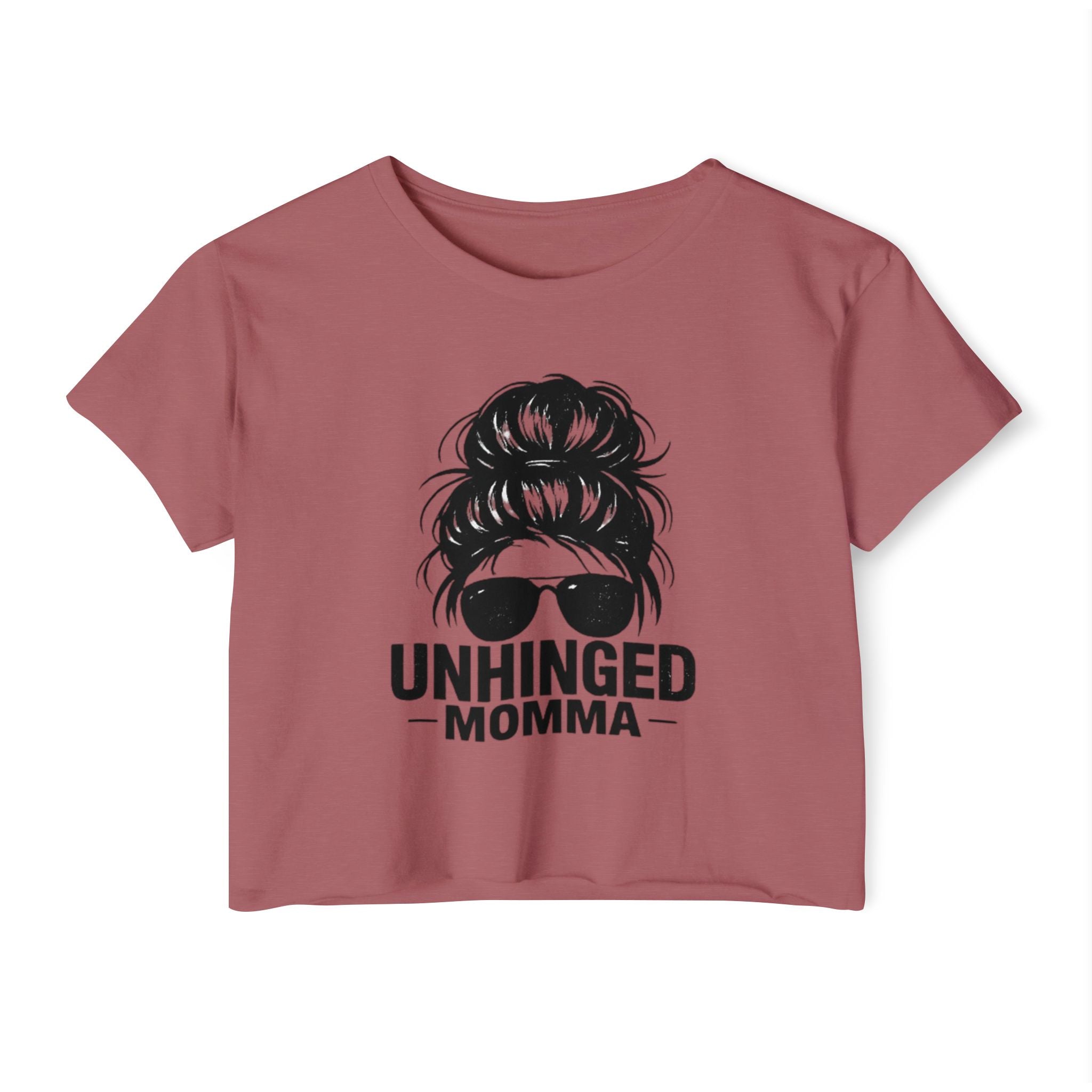 Messy Bun Mom crop top shirt | Slightly Feral coffee back print | Mom