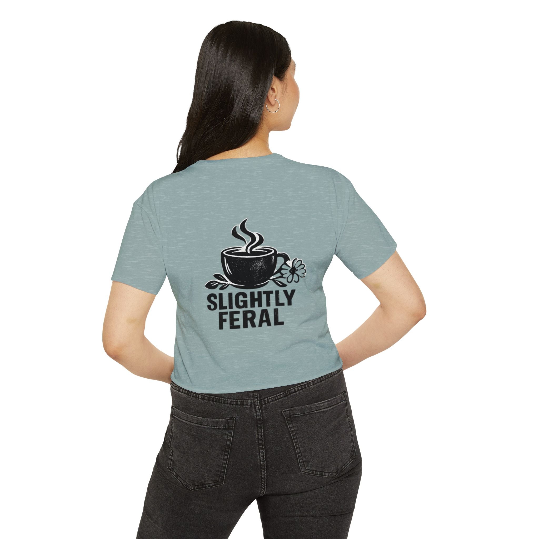 Messy Bun Mom crop top shirt | Slightly Feral coffee back print | Mom