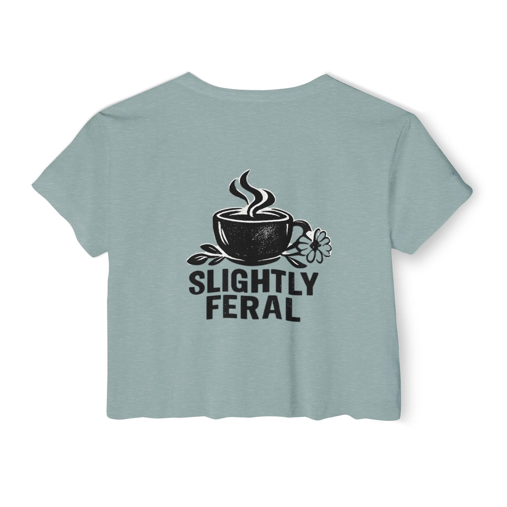 Messy Bun Mom crop top shirt | Slightly Feral coffee back print | Mom