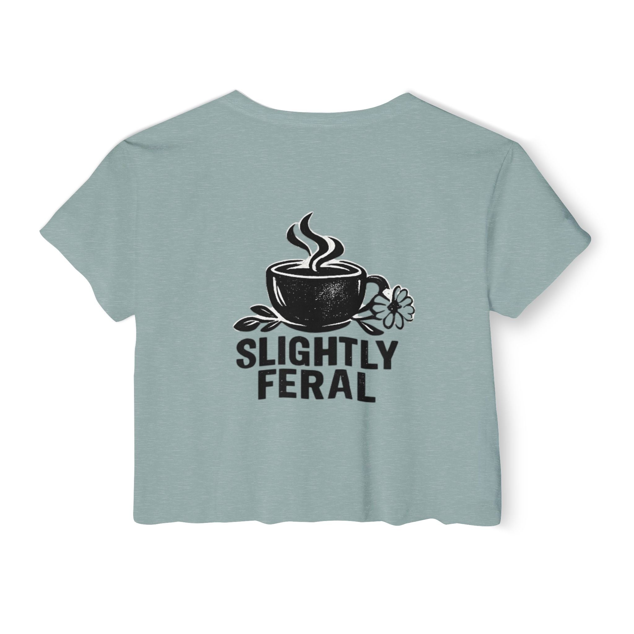 Messy Bun Mom crop top shirt | Slightly Feral coffee back print | Mom