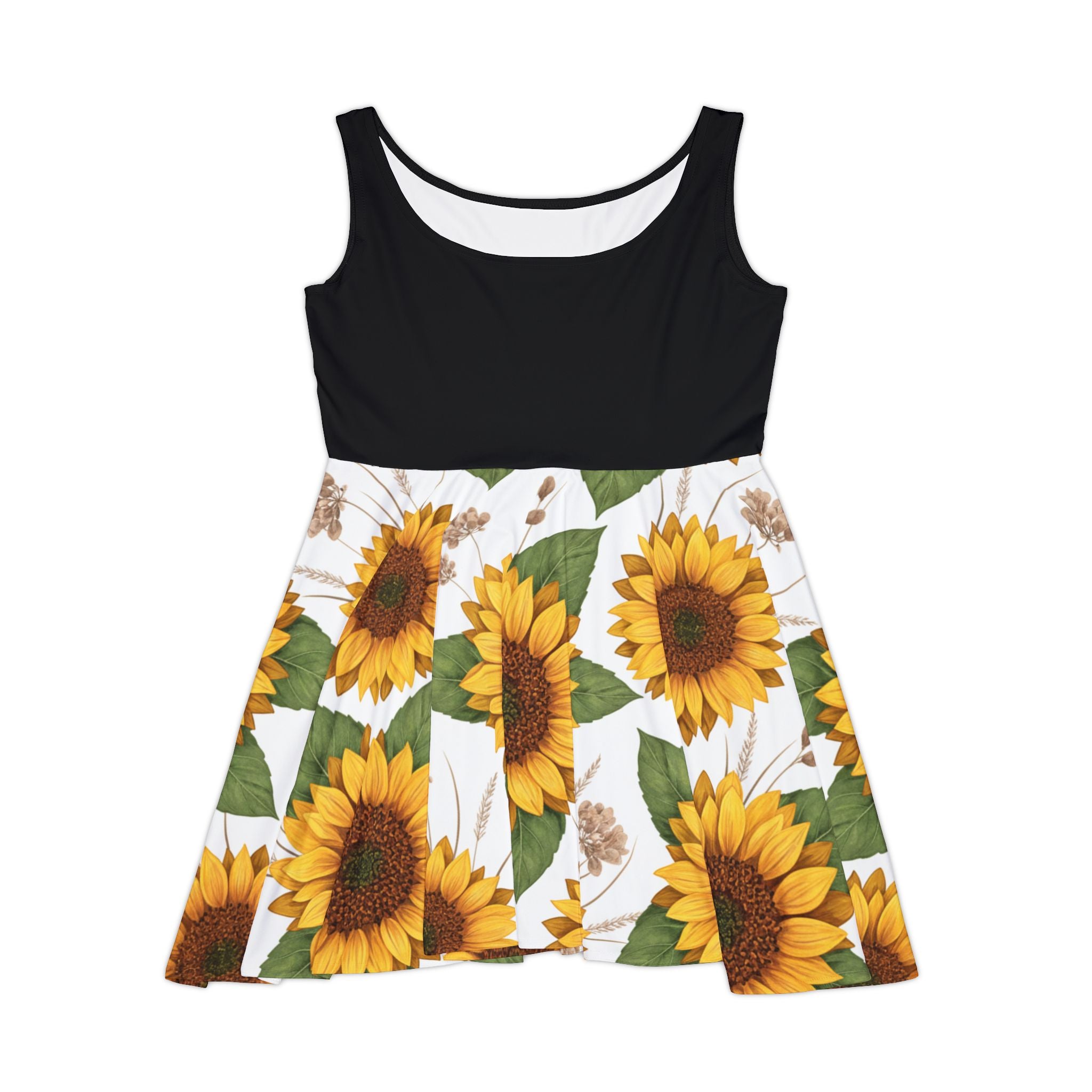 Sunflower Pattern Skater Dress | Yellow Floral AOP