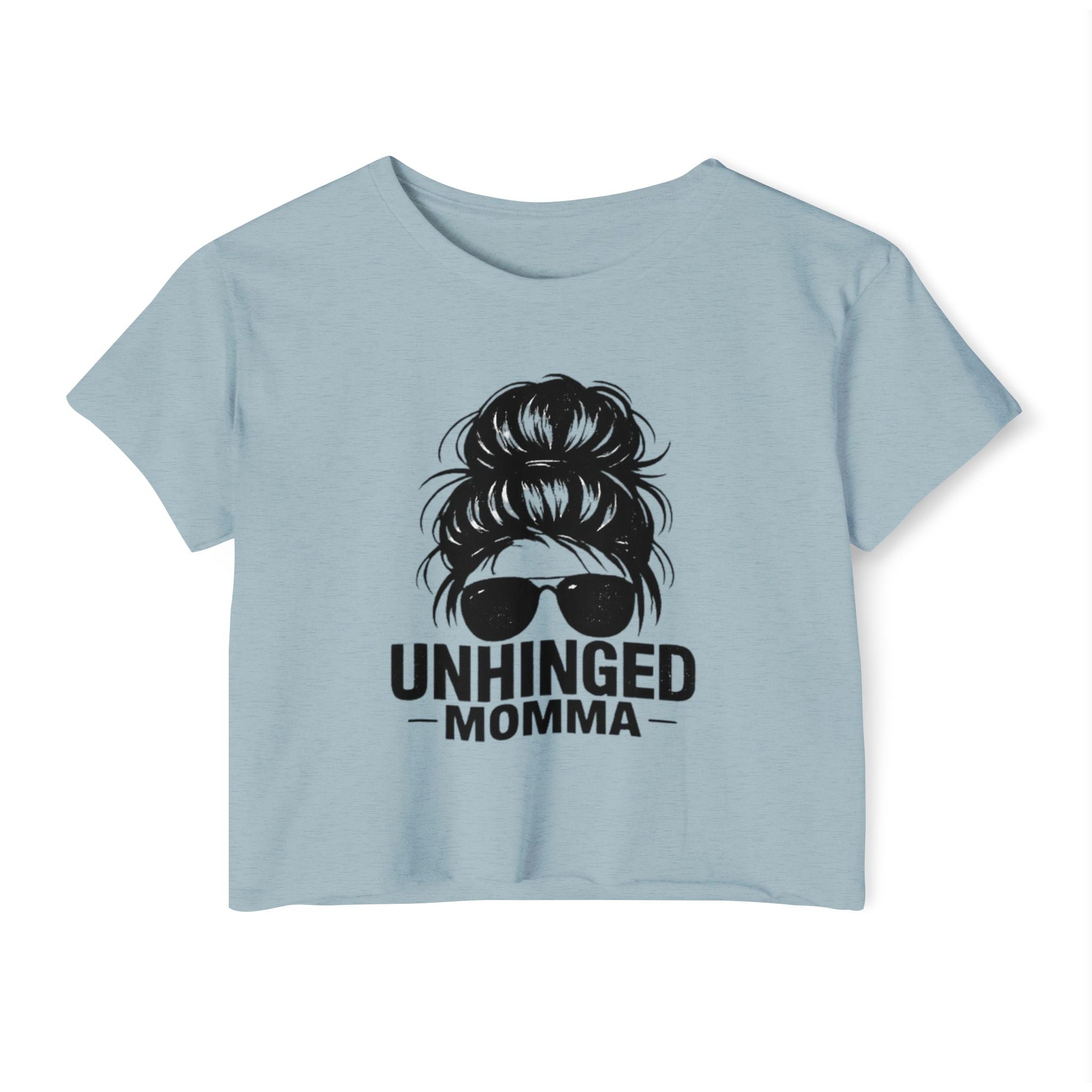 Messy Bun Mom crop top shirt | Slightly Feral coffee back print | Mom
