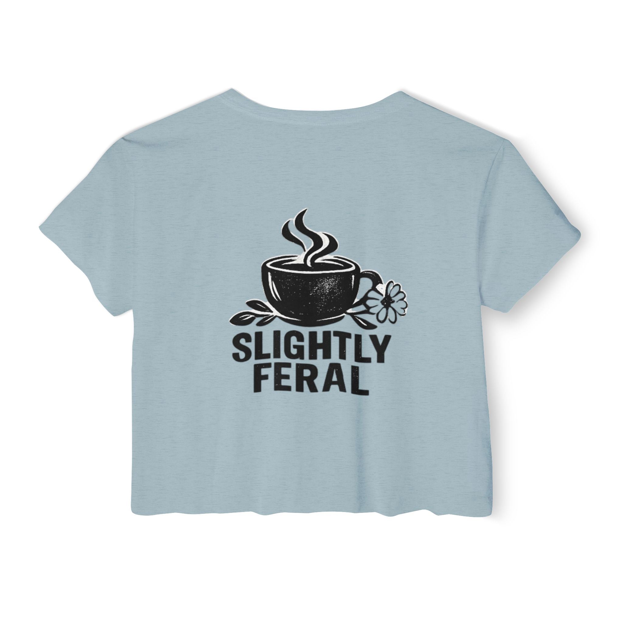 Messy Bun Mom crop top shirt | Slightly Feral coffee back print | Mom